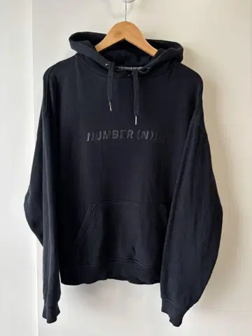 NUMBER (N)INE 블랙 로고 후드티