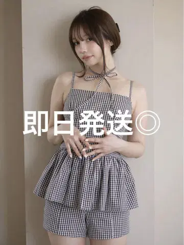 andmary Gingham check set up black