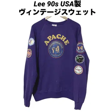 구제 Lee 90s USA 와펜 프린트 빈티지 맨투맨 보라색