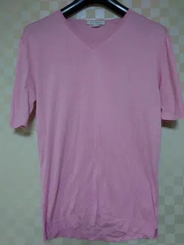 JOHN SMEDLEY 핑크 V넥 티셔츠 남성용 M
