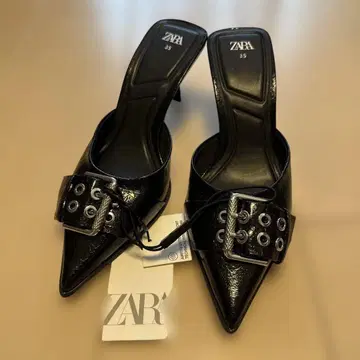 ZARA 블랙 뮬 35