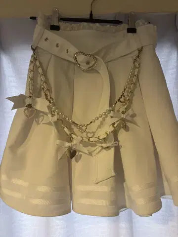LIZLISA 데코라 체인 벨트 스커트 화이트