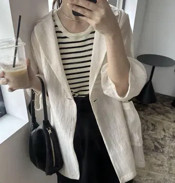 i_am 라메 오버사이즈 시어 자켓