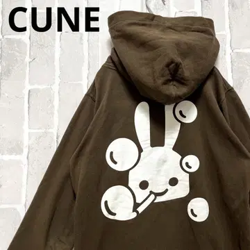 CUNE 큔 후드티 S 샤본 구슬 브라운 풀오버 속기모