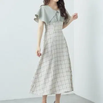 올리브 데 올리브 빅 카라 도킹 원피스 체크