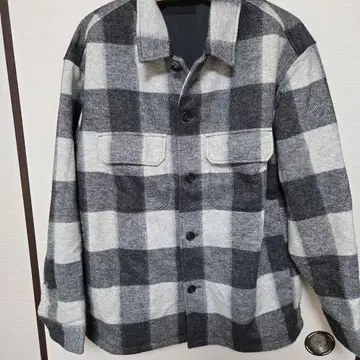 플란넬 체크 무늬 자켓 XL