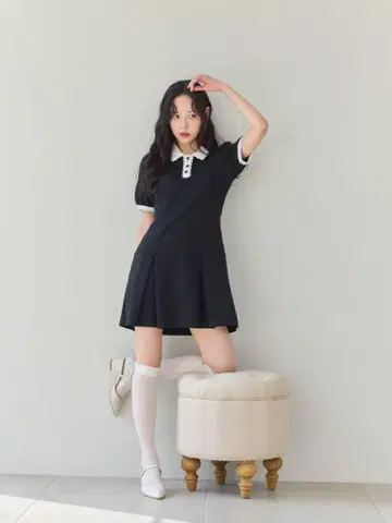 An MILLE 레이스 턱 플레어 폴로 OP