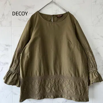 [DECOY] 카키 자수 듬뿍 긴팔 블라우스 11R L 사이즈