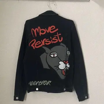 ZARA 블랙 데님 재킷 그래픽