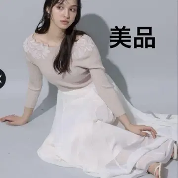 미품 리랜드 튤 자수 도킹 롱 원피스