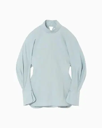 Mame Cotton 샹브레 하이넥 블라우스