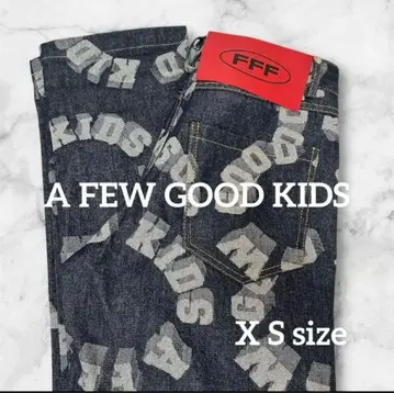 A FEW GOOD KIDS 로고 프린트 블루 데님 팬츠 XS 사이즈