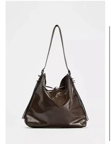 ZARA 버클 디테일 버킷 백 브라운