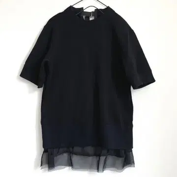 sacai 사카이 쉬폰 레이어드 반팔 맨투맨 블랙 상의 20-04879