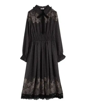 [새상품급] axes femme 보타이 꽃무늬 도트 롱 원피스 M