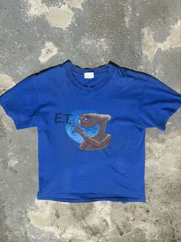 초레어 빈티지 1980년대 E.T. 티셔츠 파랑 블루