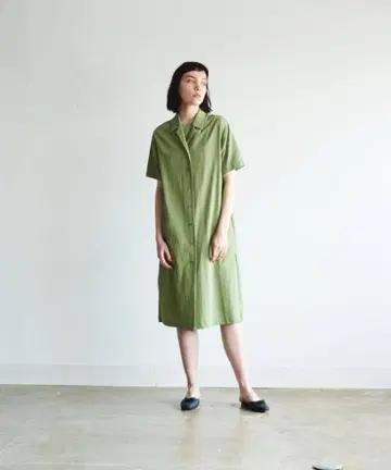 Steven alan 반팔 셔츠 원피스 그린