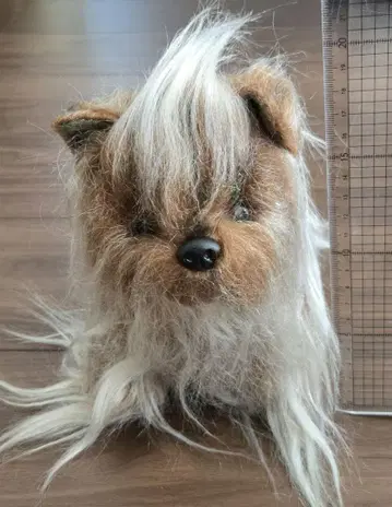 쇼와 레트로 에뚜왈 강아지 요크셔테리어 리얼 봉제 인형 중고품