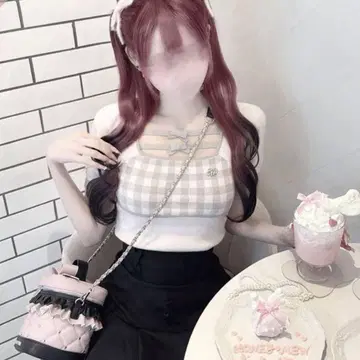 허니뮤우 더블 리본 깅엄 상의