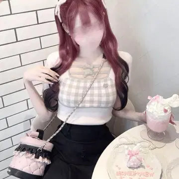 허니뮤우 더블 리본 깅엄 상의