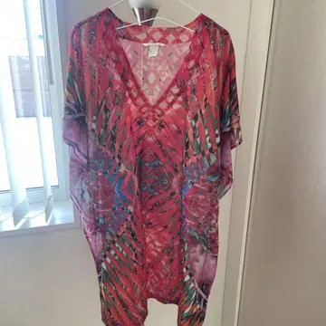 H&M 아시안 기하학 패턴 반팔 튜닉 L 사이즈