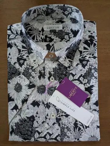 심플 라이프 LIBERTY FABRIC 썸머 플라워 프린트 반팔 셔츠