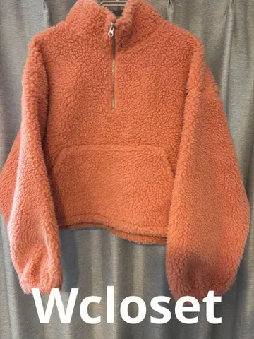 w closet 오렌지 플리스 자켓 하프 지퍼