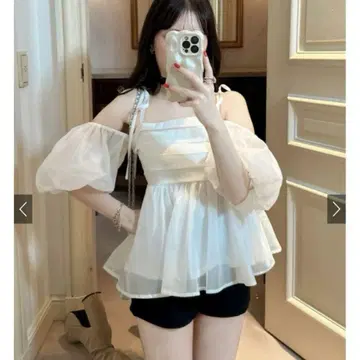 GRL 소매 2way 시어 턱 페플럼 뷔스티에