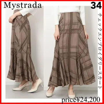Mystrada 체크 자수 스커트 34