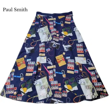 미품 [폴스미스] 프린티드 익스플로러 스커트 롱 네이비