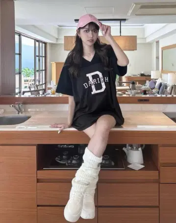 darich 메쉬 아플리케 빅 티셔츠 블랙