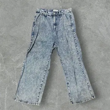 라이트 블루 데님 와이드 레그 팬츠