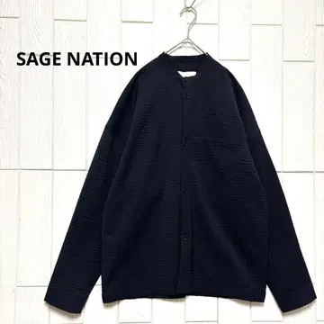 새상품급 SAGE NATION 밴드 카라 시어서커 다크 네이비 색상 S