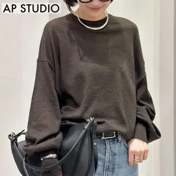 컨디션 최상 AP STUDIO 알파카 크루넥 니트 스웨터 브라운