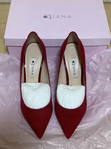 DIANA 레드 스웨이드 하이힐 23.5cm