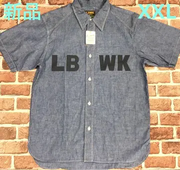 LIBERTY WALK 상의 샴브레이 셔츠 블루 프린트 로고