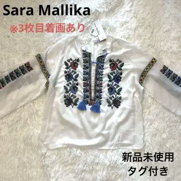 Sara Mallika 사라말리카 자수 태슬 블라우스 미사용 새상품 F