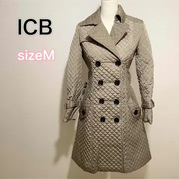 ICB 퀼팅 트렌치 코트 그레이 카키 롱 코트