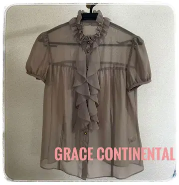 GRACE CONTINENTAL 프릴 쉬폰 블라우스 반팔