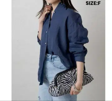 Loungedress 마 100% 린넨 백 타이 셔츠 사이즈 F 네이비