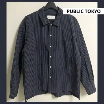 PUBLIC TOKYO 하이 카운트 스트라이프 박스 셔츠 사이즈 02