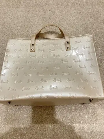 Harrods 로고 샴페인 베이지 토트백