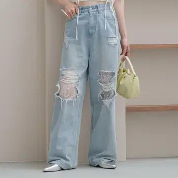 카스타네 Kastane 허리 조절 가능 레이스 데님 팬츠