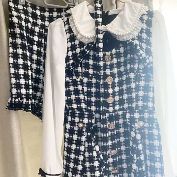 LIZLISA 체크 트위드 셋업