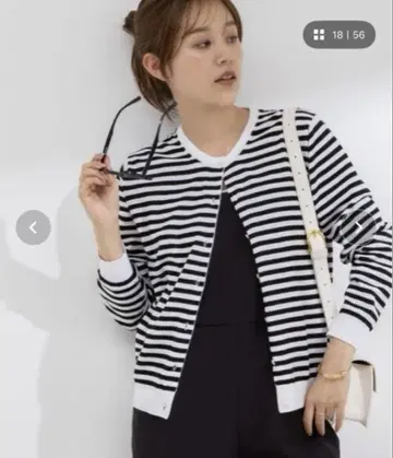 Rie Miller GIZA COTTON 베이직 크루넥 가디건