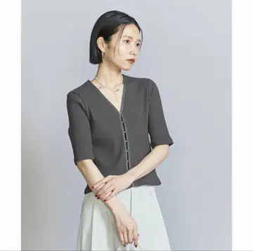 [ DK.GRAY ] 리브 후크 숏 슬리브 티셔츠