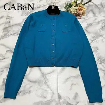[컨디션 최상] Caban 캐시미어 코튼 크루넥 가디건 블루