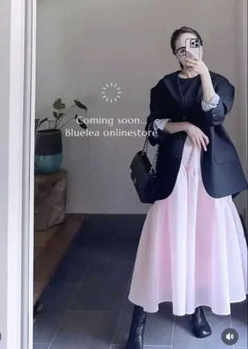 블루레아 bluelea 자카드 스커트 핑크 36