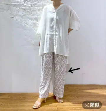 LEPSIM 패턴 스트레이트 와이드 팬츠