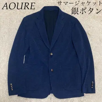 AOURE 은색 버튼 썸머 자켓, 언컨 네이비